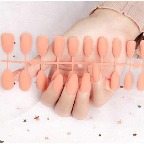 24Pcs Fake Nails Matte Solid Color Tip Head Nail Art False Nails Press On Nails Nail Tips Nail Decorations