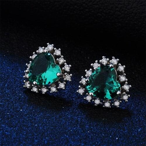 White Copper Heart Shaped Cubic Zirconia Stud Earrings Fashion Jewelry Earring Female Wedding Party Gift For Womens jewelry