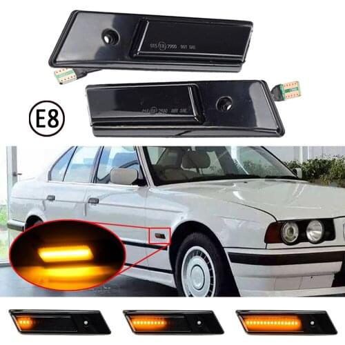 2pcs Flowing Side Repeater Lamp Dynamic LED Side Marker Light Panel Lamp For BMW E32 E34 E36 1990-1996 3 5 7 Series