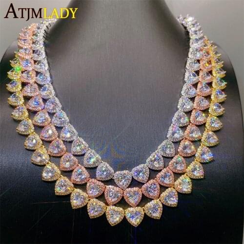 Iced Out Bling 5A Cubic Zirconia Halo CZ Cluster Heart Shaped Tennis Chain For Women Girlfriend Lover Wedding Choker Necklace