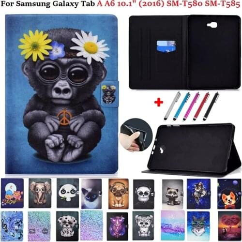 For Samsung Galaxy Tab A A6 10.1 Cover 2016 SM-T580 SM-T585 Monkey Puppy Shell For Samsung Tab A A 6 10 1 Coque T580 T585 + Pen