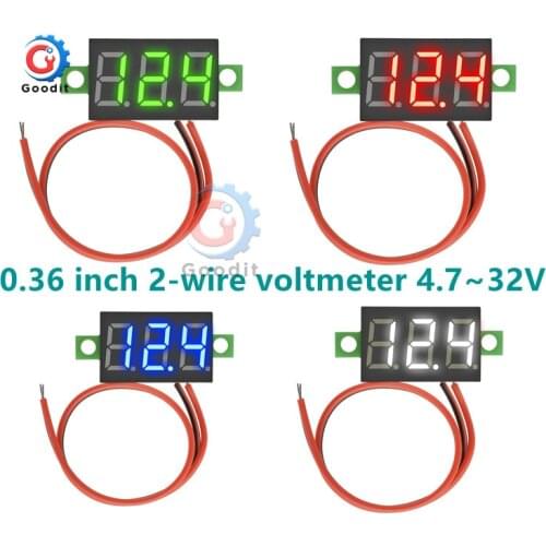0.36'' Mini Digital Voltmeter Voltage Tester Meter DC 4V-32V LED Screen Electronic Parts Accessories Digital Voltmeter 12V 24V