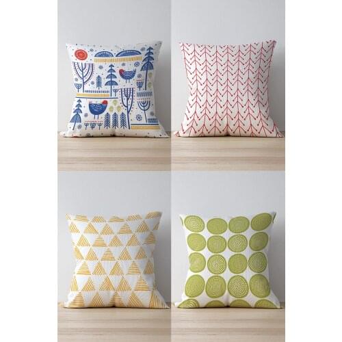 Double Side Printed Squarehead Patterned 4'Lü Suede Pillow Decorate Case Good Quality Stylish Home Garden Room Kitchen Gift Convenient Decorative Modern