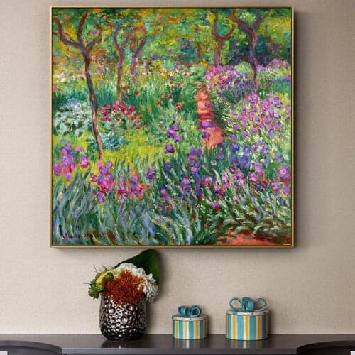 Claude Monet Impressionist Canvas Art Wall Paintings Reproductions Flowers In The Garden Art Posters And Prints For Living Room