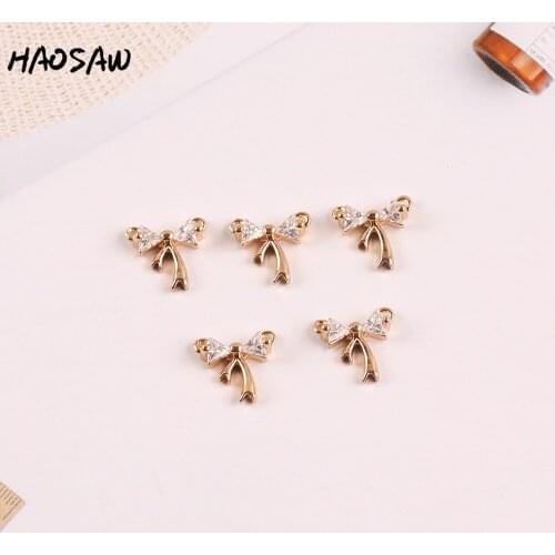 HAOSAW 9*10MM 6Pcs/Lot Crystal Charm/Bowknot Designs/Earring Accessories Parts/Jewelry Findings/Earrings Accessories/Hand Made