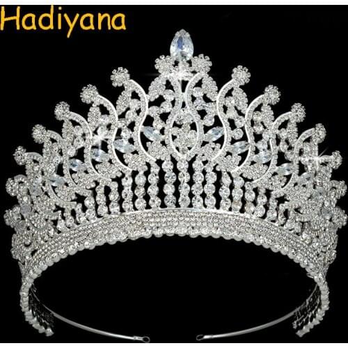 Crown Tiara Hadiyana Accessiories Hair Jewelry Cubic Zircon Luxury Bride Wedding Party Gift For Women BC3780 Corona Princesa
