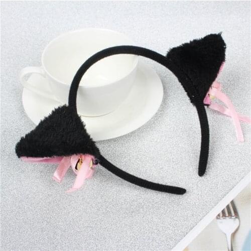 Beautiful Masquerade Halloween Cat Ears Cosplay Cat Ear Anime Party Costume Bow Tie Bell Headwear Headband Anime