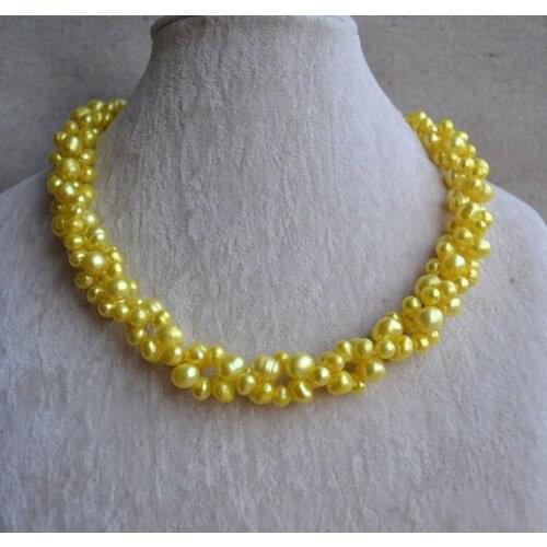 Favorite Pearl Choker Necklace Wedding 6-9mm Yellow Genuine Freshwater Pearl Jewelry Charming Birthday Party Fine Lady Gift