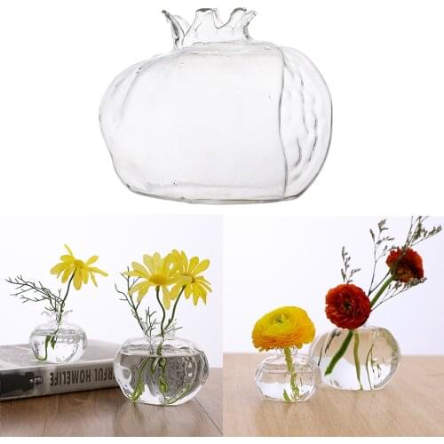 Small Clear Glass Bud Vase Pomegranate Shape Floral Vase for Home Decor Weddings
