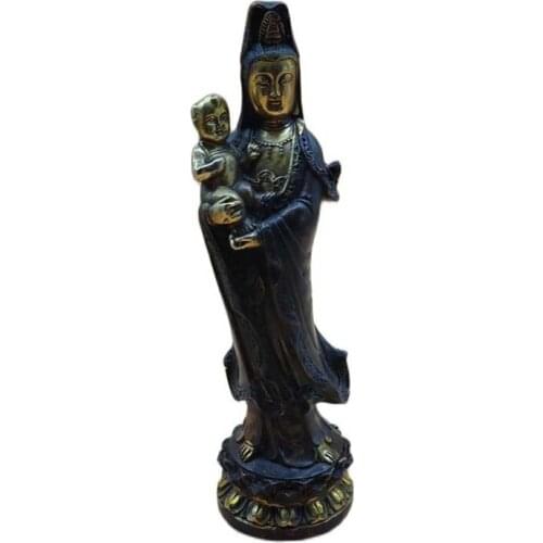 Copper Statue pure copper to send a child Guanyin Bodhisattva Buddha to decorate Guanyin bronze statue home for peace 677g