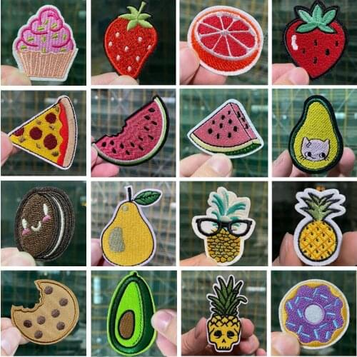 Prajna Cute Fruit Cake Embroidered Patches for Kid Clothing Stickers Iron on Stripes Applique Clothes Badges Cactus Patch