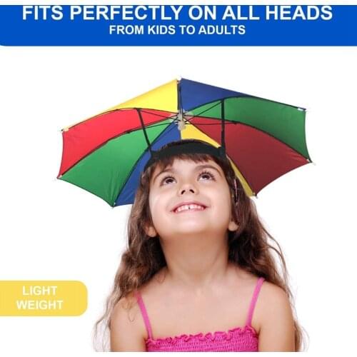 MLGB 4Pieces Rainbow Umbrella Hat Umbrella Sun Hat Adjustable Umbrella Hats for Adults Kids Outdoor Fishing Gardening Camping