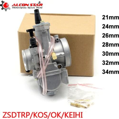 Alconstar- 21 24 26 28 30 32 34mm Keihin PWK KOSO OKO Motorcycle Carburetor with Power Jet 2T/4T Off Road Cafe Racer 75CC-250CC