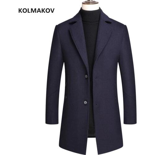 KOLMAKOV 2021 new arrival winter wool coat thicked trench coat men,High quality mens smart casual woolen jackets,size M-4XL