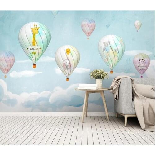 Bacal Custom wallpaper 3d papier peint cartoon hot air balloon hand painted watercolor mural children room TV background decor