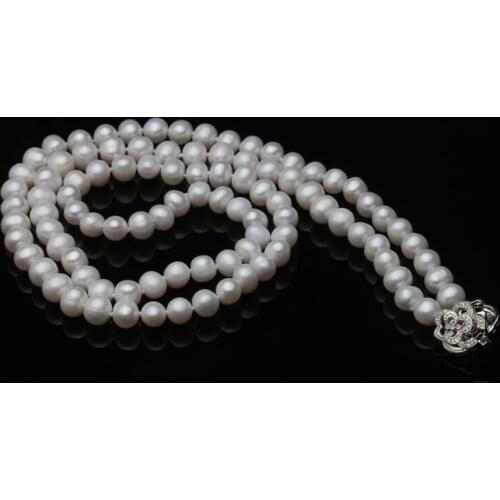 Fashion Natural Freshwater White Pearl long Necklace 80cm for Women Party wedding gift