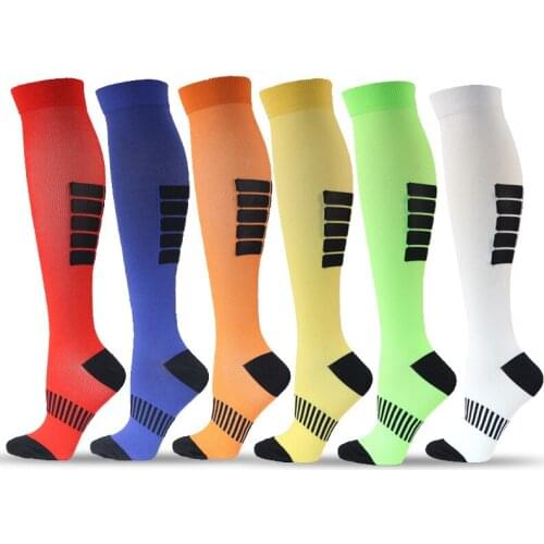 New Kawaii Sports Compression Socks Men Women Colorful Stripes Knee High Socks Varicose Veins Diabetes Nursing Compression Socks