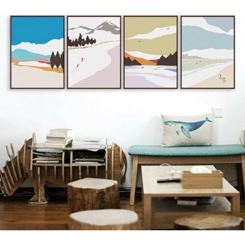 New Nordic Four Seasons Scenery Picture Living Room Bedroom Decoration Poster Canvas Painting Cuadros Decoracion Dormitorio
