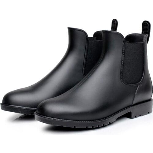 Mens and Womens New Chelsea Rain Boots Short Rain Boots Fashion Water Shoes Low-top Rubber Shoes Casual Adult Rain Boots Women