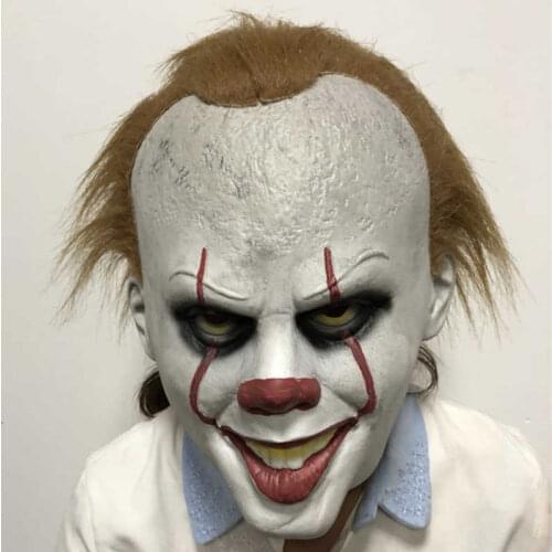 New Latex Movie Stephen Kings It Pennywise Clown Joker Costume Party Masks Full Head Hair BALL Halloween Cosplay Mask