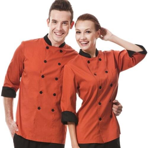 Wholesale Restaurant Kitchen Chef Uniforms Shirt Breathable Double Breasted Chef Jacket works clothes for men Unisex free shippi