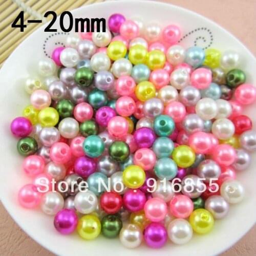 Wholesale Mixed Acrylic Bubblegum Chunky Pearl Imitation Round Spacer Beads 4/6/8/10/12/14/16/18/20mm For Fashion Jewelry Making