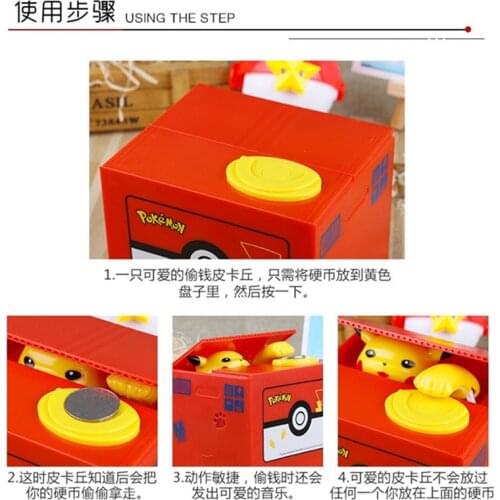 Genuine Pokemon Piggy Bank Various Anime Electronic Piggy Bank Stealing Money Banks Piggy Banks Safety Safes Childrens Toy Gift
