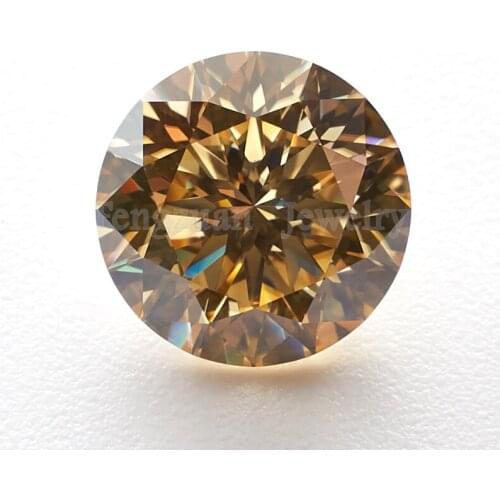 Excellent Round Cut loose Moissanites diamond 1ct-6ct Champagne color round shape moissanite for making ring material