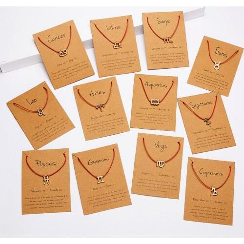 12 Constellation Zodiac Sign Red Black Braided Rope Counple Bracelets Leo Libra Woven Bracelet Trendy Jewelry For Men Women Gift