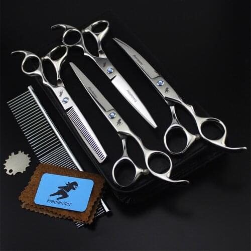 Professional 7 Inch Dog Grooming Scissors Pet Scissors Dog Shear Hair Cutting Thinning Curved Scissors