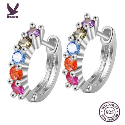 Simple Lovely Girls Huggies Small Hoops Earrings Skinny Clear Classic Minimal Charming Earrings 925 Sterling Silver Jewerly