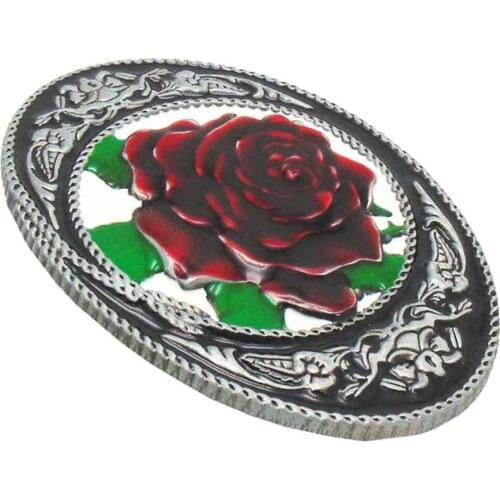 Big Red Rose Pattern Cowgirl Western Belt Buckle Womans Gift