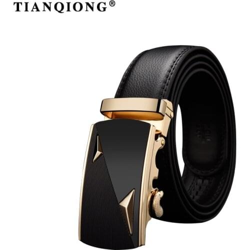 TIAN QIONG Men Belt 2019 Cowhide Genuine Leather Belts for Men Luxury Automatic Buckle Belts Black Leopard Cinturones Hombre