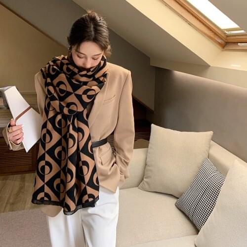 2021 Luxury brand winter double-sided scarf women cashmere warm scarf thickened soft shawl wrap