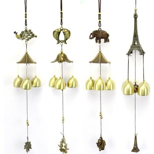 Outdoor Garden Bronze Wind Chime Lucky Bell Beads Decoration Family Pendant Home Decoration Car Ornaments Wedding Gifts Business