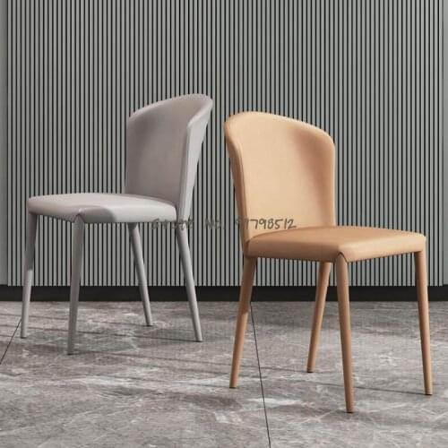 Nordic dining chair light luxury home modern minimalist net red chair makeup chair backrest Italian full leather designer dining