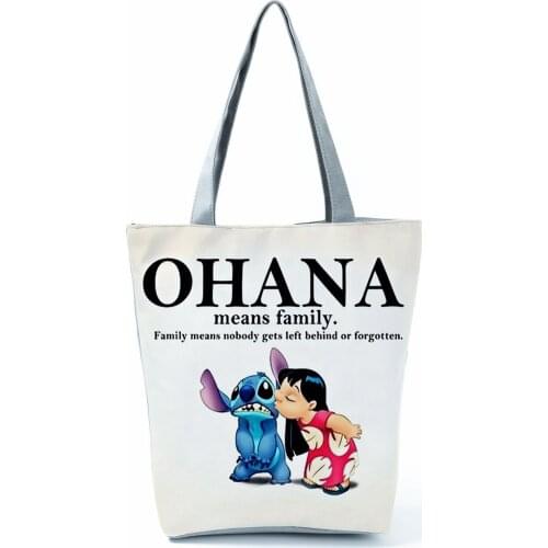 Lilo Stitch Printed Handbag Disney Shoulder Bag High Capacity Reusable Shoppaing Bag Foldable Cartoon Beach Tote Custom Pattern