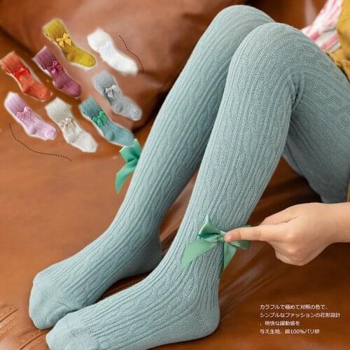 1-12 Yrs Children Spring Autumn Winter Bowknot Tights Cotton Baby Girls Pantyhose Kids Infant Knitted Collant Tights