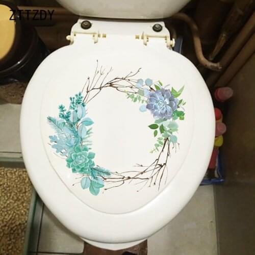 ZTTZDY 25.8×25.3CM Succulent Branch Ring Bathroom Toilet Decor Fresh Cartoon Home Wall Stickers T6-0018