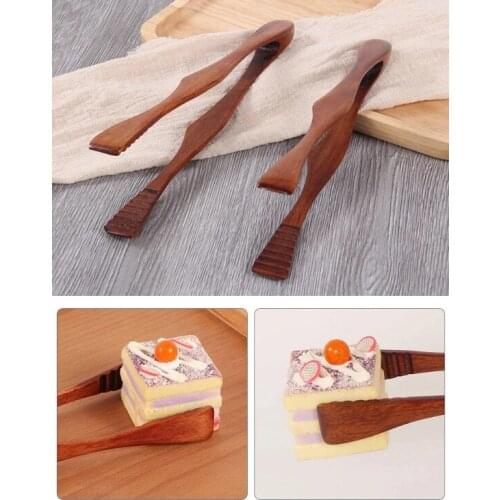 1Pc Bamboo Wooden Kitchen Tongs Food BBQ Tool Salad Bacon Steak Bread Cake Wooden Clip Home Kitchen Utensil Cooking Tools
