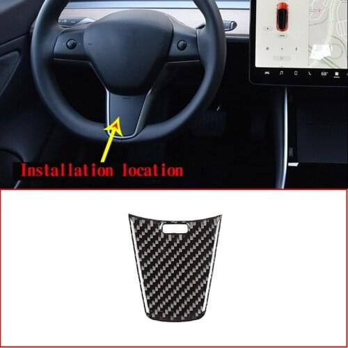 1 Pcs Soft Carbon Fiber Car Steering Wheel Decoration Trim Tesla Model 3 Accessories