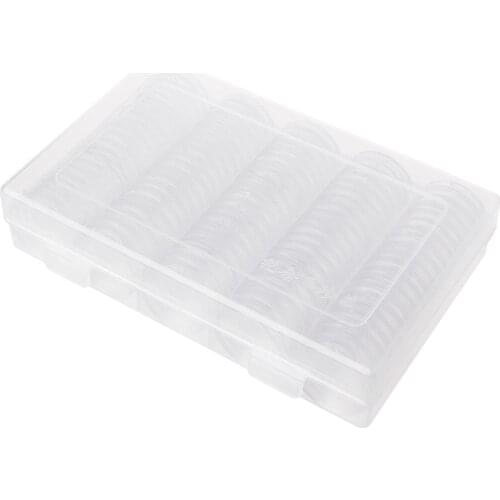 100 Coin Holder Capsules 27mm Round Box Plastic collectibles Storage Organizer