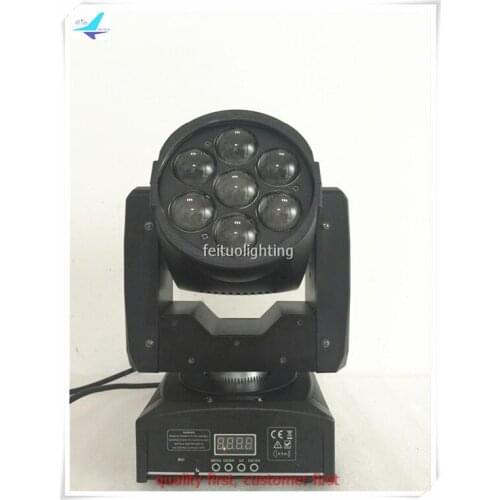 Free shipping 4pcs Sharpy ZOOM LED 7x12w Beam Mini Moving Head Stage DJ Light Wash Lyre RGBW 4IN1 Luces DMX Disco Lights