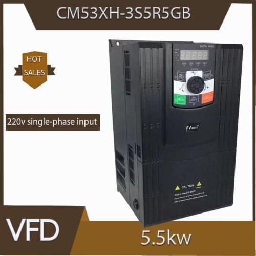 VFD frequency converter CNC spindle motor speed controller 220V single phase input 5.5KW CM53XH-3S5R5GB frequency converter