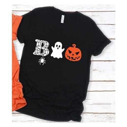 Halloween Boo Ghost Pumpkin Kids Halloween Spider Toddler Halloween Shirt Short Sleeve Cotton Top Tee Funny Streetwear Unisex