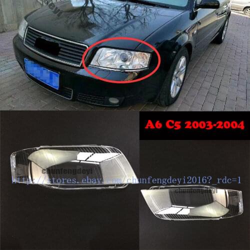 For Audi A6 C5 2003-2004 2pcs Left and Right Front Kit Cover Lens Headlights