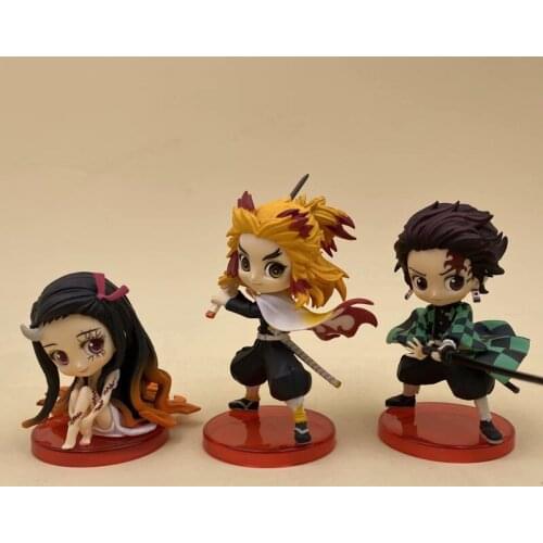 8cm 3pcs/set Agatsuma Zenitsu Kamado PVC Action Figures Nezuko Tanjirou Demon Slayer Kimetsu no Yaiba Anime figures For gifts