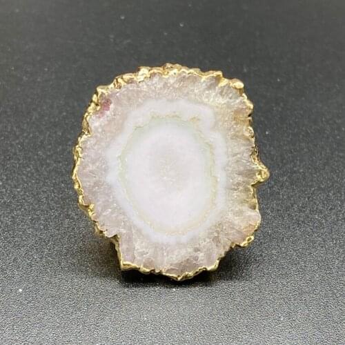 FYJS Unique Jewelry Light Yellow Gold Color Irregular Shape Cluster Crystal Finger Ring for Party Gift