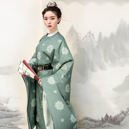 Hanfu Ming Ancient Han Dynasty Wide-Sleeved Round Neck Gown Traditional Chinese Style Men And Women Daily Hanfu Dress SL4165