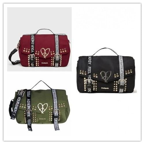 Spanish Desigual ladies 3 color rivet nylon shoulder bag monogram print handbag light fashion hot